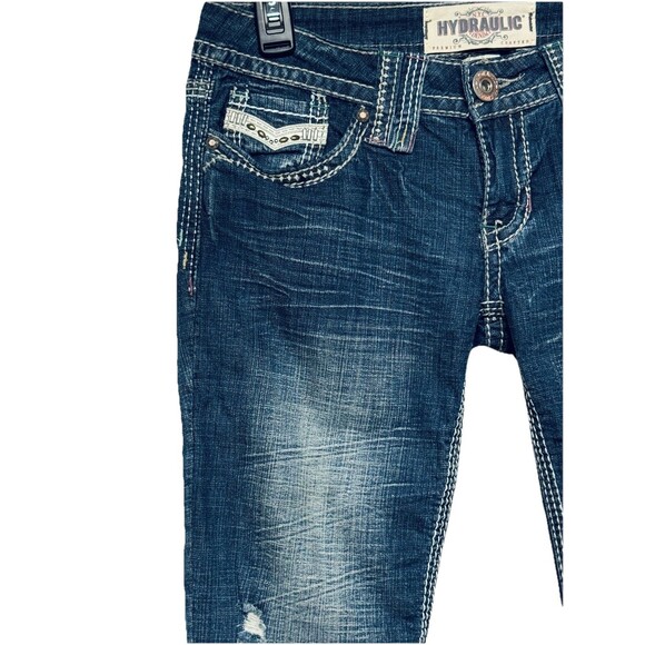 Hydraulic Gramercy Women's Crop / Capri Cuffed Jeans Size 6 Flap Pockets - Picture 2 of 5